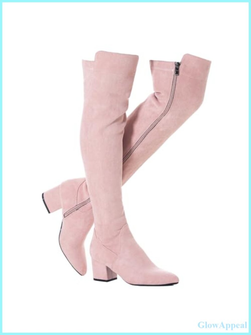 Faux Suede Over the Knee Boots Block Heel Pointed Toe Winter